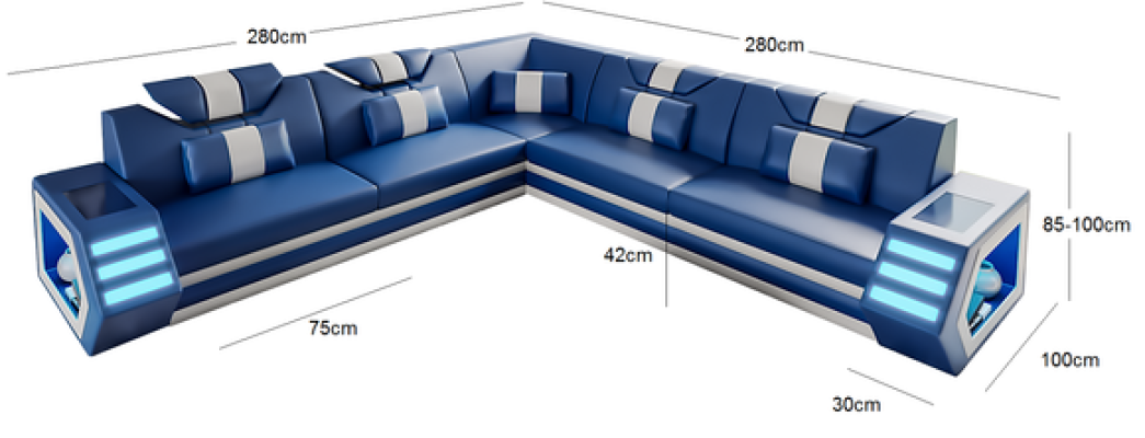 Woonlandschap leren bank bank bekleding hoekbank bank groot XXL bankstel
