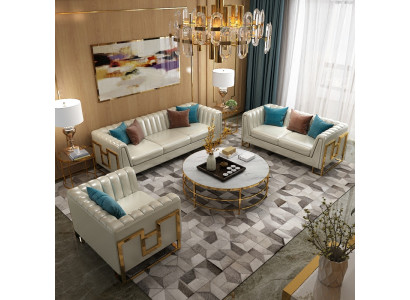 Garnituur Bankstel Bekleding Lederen Sofa Banken Bekleding Zit 2+1 Ontwerper