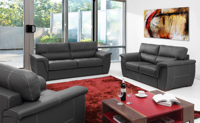 Lederen design zitbank gestoffeerde zitgarnituur sofa 2+1+1 leren sofas nieuw