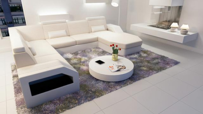 Designerbank hoekbank leer stof textiel bekleding set woonlandschap