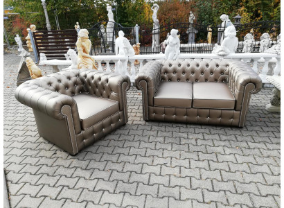 Designer Chesterfield bankstel sofa bank 2+1 bekleding zitting set goud