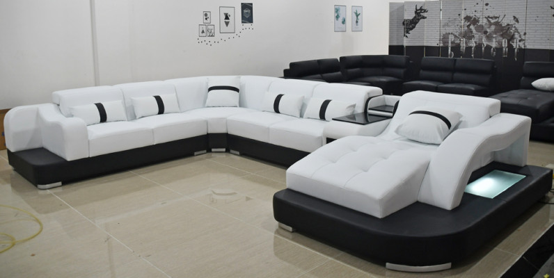 Lederen bank Sofa Moderne leren woonlandschap Design hoekbank Bank Textiel Bekleding