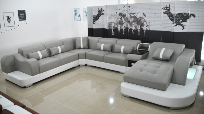 Ledersofa Sofa Modern Lederen Design Hoekbank Bank Textiel Bekleding Woonlandschap