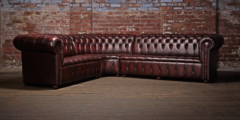 Chesterfield lederen hoekbank sofa bekleding hoek zitmeubel 100% leer