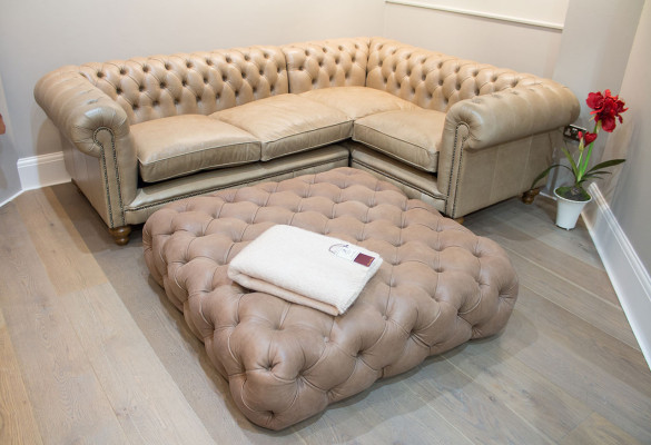 Leerbank hoekbank bank bank gestoffeerde Chesterfield hoekbank set hoek nieuw