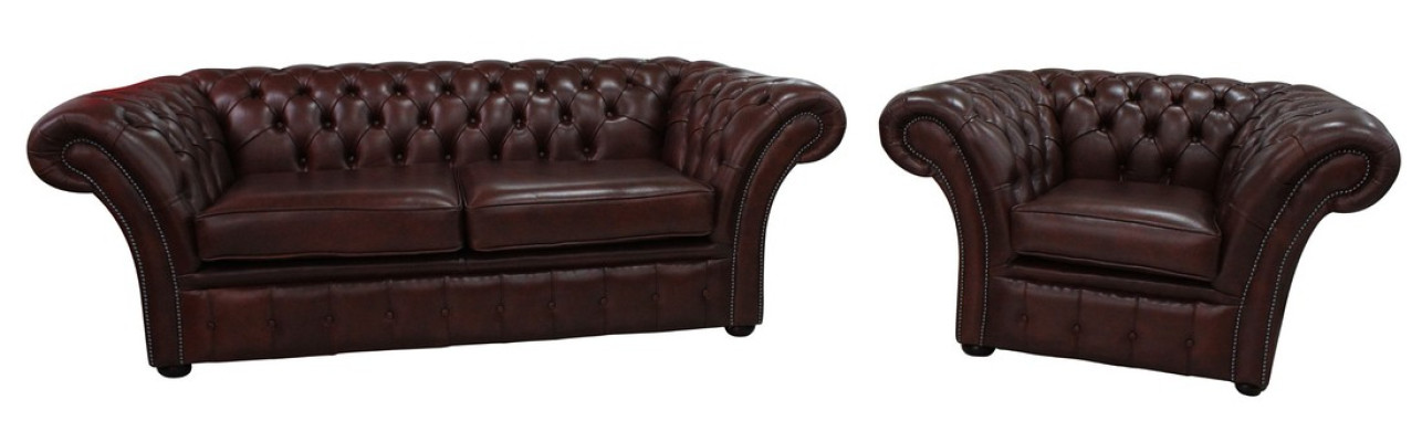 Chesterfield Bank Bekleding Zitbankstel Sofa Bankstel 2+1