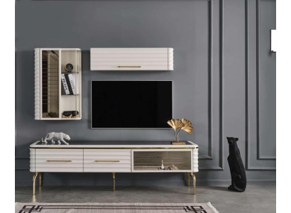 Witte woonwand ontwerper tv-meubel luxe 2x wandkasten moderne meubels