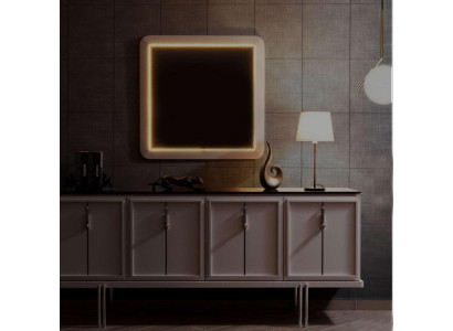 Modern eetkamer set Bruine dressoir Vierkante spiegel 2-delige set