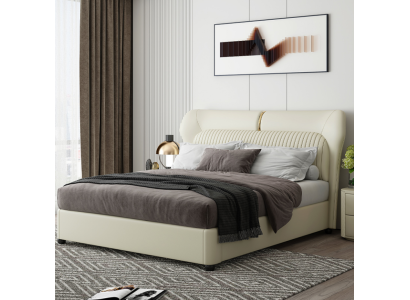 Wit roestvrijstalen bed Moderne slaapkamer Bedden Luxe houten frame Nieuw