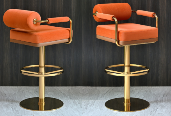 Oranje Barkruk Roestvrijstalen zitter Elegant éénzits Modern lounge meubilair