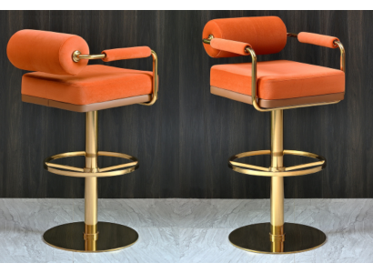 Oranje Barkruk Roestvrijstalen zitter Elegant éénzits Modern lounge meubilair