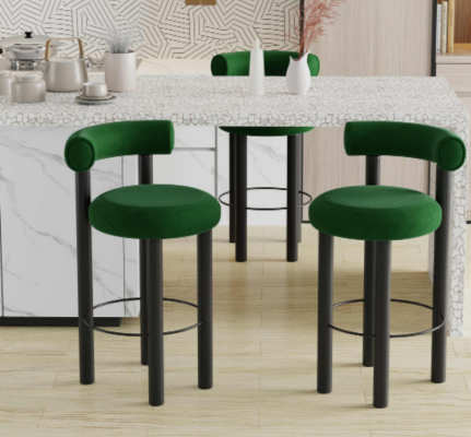 Groene moderne barkruk ontwerper loungestoel stijlvolle éénpersoonszetel
