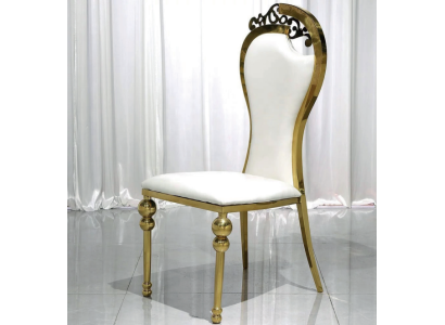 Klassieke eetkamerstoel wit met gouden bekleding houten stoelen nieuw