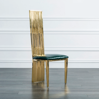 Gouden groene eetkamer hoge stoel Luxe fauteuil hout gestoffeerde stoelen