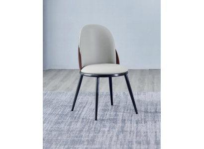 Eetkamer meubel designer wit eenzitter zonder armleuningen luxe houten stoel
