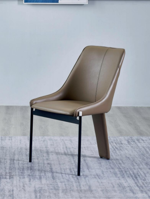 Bruine kunstleren stoel Moderne eenzitter Gestoffeerde stoelen Houten frame