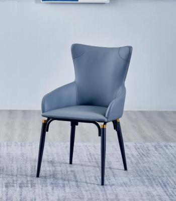 Blauwe eetkamerstoel bekleding Moderne fauteuil Ontwerper leren stoel