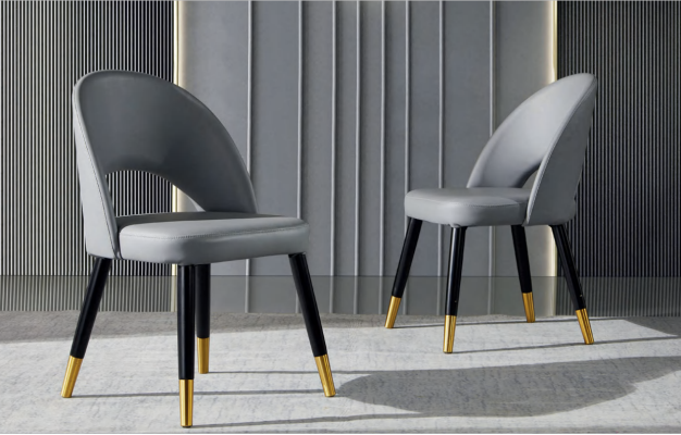 Moderne grijze eetkamerstoel 1-zits designer houten stoelen