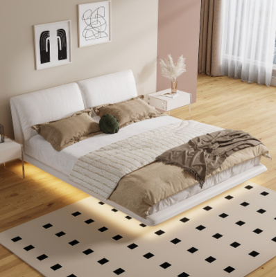 Witte slaapkamer bed ontwerper textielbedden luxe houten tweepersoonsbedden