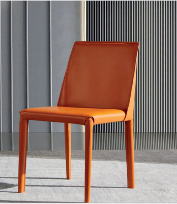 Oranje kunstlederen eetkamerstoel Moderne stoelen Houten frame Nieuw