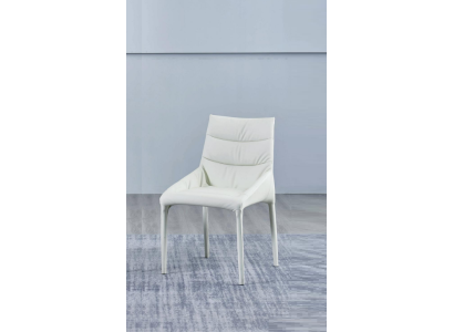 Eetkamer Witte eenzitter designerstoel houten frame armstoelen