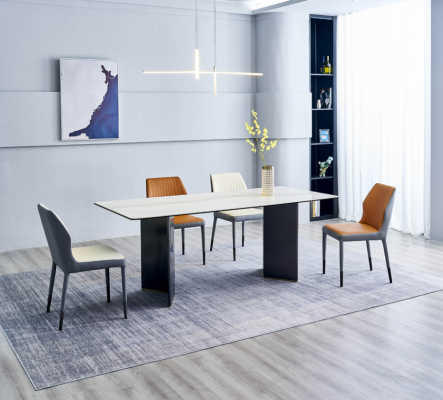 Witte tafelblad Ontwerper eetkamer meubilair 4x Kunstleren Stoelen Luxe Set