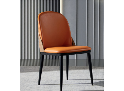 Oranje stoel eetkamer meubel ontwerper fauteuil hout textiel stoelen