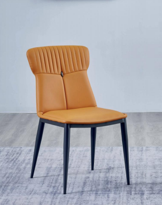 Bruine eetkamerstoelen Designer kunstleer Eenpersoons Luxe houten stoelen