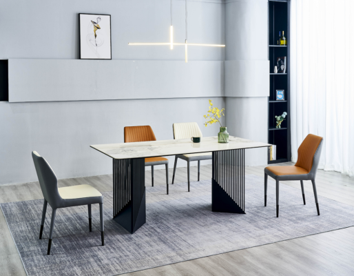 Moderne eetkamer meubelontwerp Eetgroep 4x gestoffeerde stoelen Eettafel