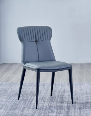 Kunstleren eetkamerstoel ontworpen blauwe stoel gestoffeerde stoelen 1-zits.