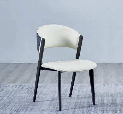 Witte eetkamerstoel Luxe textiel Eenzitter leren stoelen Houten frame