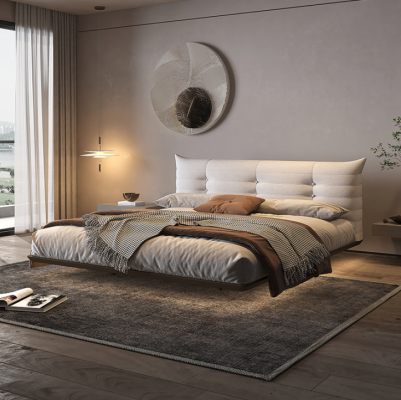 Witte slaapkamer bed ontwerper wandbed LED bedden houten frame meubels.