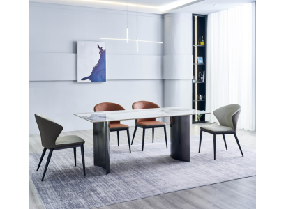 Eetkamer meubels, witte eettafel, 4 kunstleren stoelen, luxe fauteuil