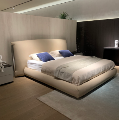 Beige modern tweepersoonsbed ontwerper bed slaapkamer meubels houten frame