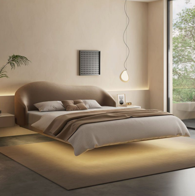 Beige muurbed ontwerper slaapkamer bedden luxe tweepersoonsbedden hout
