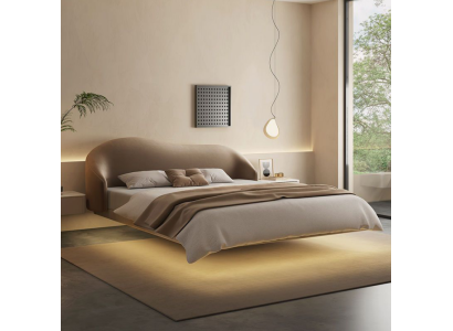 Beige muurbed ontwerper slaapkamer bedden luxe tweepersoonsbedden hout