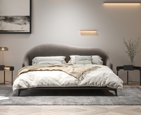 Grijs textielbed Slaapkamer Bedden Luxe Tweepersoonsbedden Stijlvol Meubilair