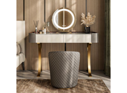 Beige make-uptafel, designer kaptafels, luxueuze laden, houten meubels.