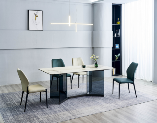 Witte eettafel Designer eetgroep 4x Moderne stoelen Luxe eetkamer