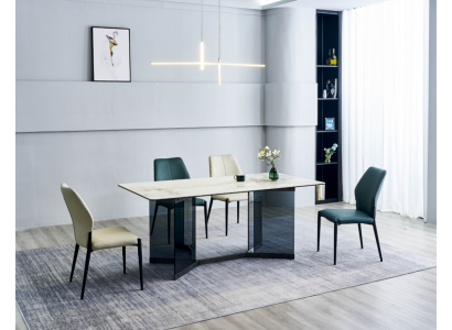 Witte eettafel Designer eetgroep 4x Moderne stoelen Luxe eetkamer