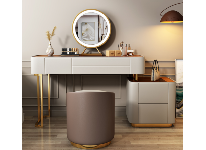 Stijlvolle witte make-uptafel met laden Designer kaptafel.