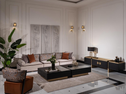 Bankstelsel Driepersoons Fauteuil Salontafel Set 6-delig Grijs Woonkamer
