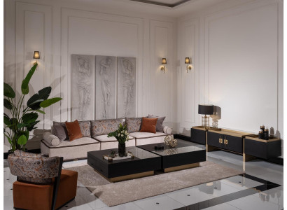 Bankstelsel Driepersoons Fauteuil Salontafel Set 6-delig Grijs Woonkamer