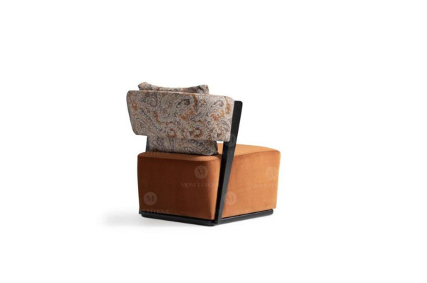 Relax fauteuil set fauteuil stof bijzettafel planken set 5-dlg oranje