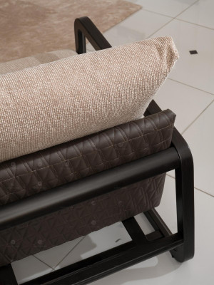 Volledige woonkamerbank salontafels 6-dlg stoffen bank beige hout modern