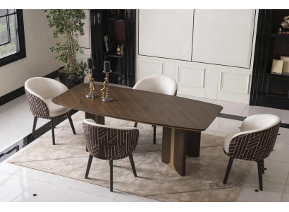 Eetkamer groep Eethoek Eetkamer Eettafel Stoelen Set 7-delig Bruin Hout Groep