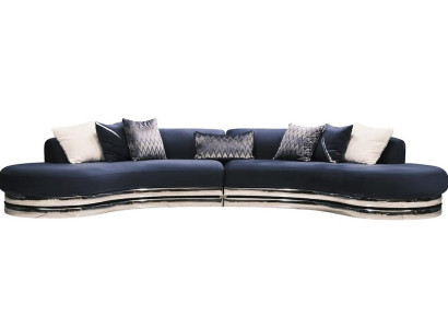 Bank Bankstel met 5 zitplaatsen Grote stoffen bank Blauw modern design