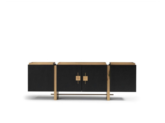 Dressoir Zijtafel Kast Commode Hout Zwart Modern Ontwerp Goud