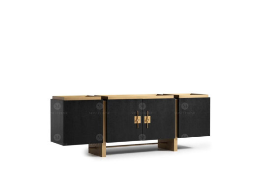Dressoir Zijtafel Kast Commode Hout Zwart Modern Ontwerp Goud