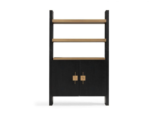 Kast met planken Houten kast Kasten Hout Zwart Design Goud Nieuw